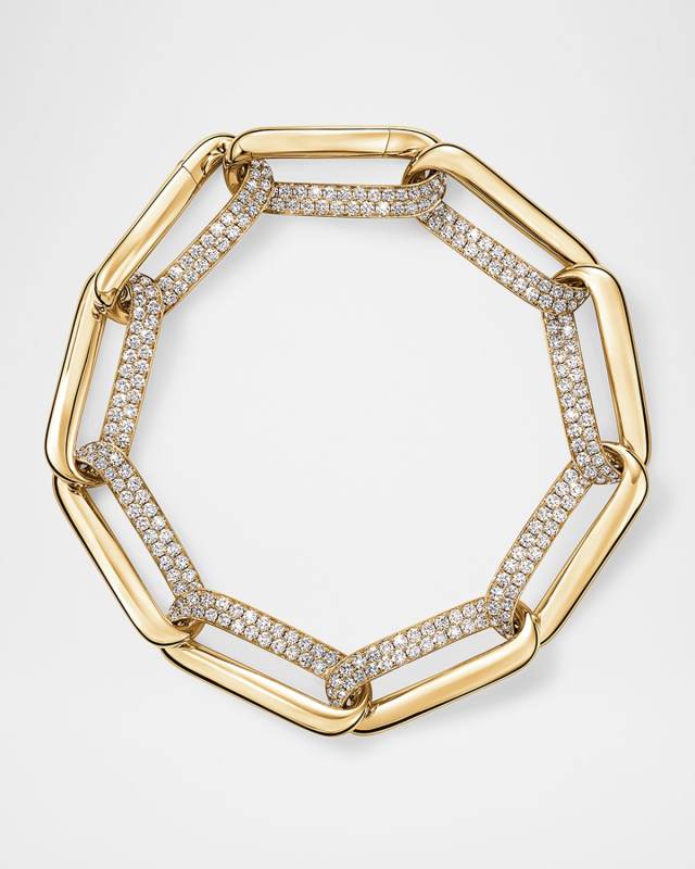 18K Yellow Gold Inside Out Diamond Link Bracelet
